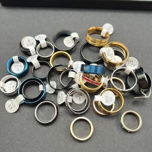 Tungsten Fashion Rings Lot of 30 Assorted Superhero Religious Rhinestone